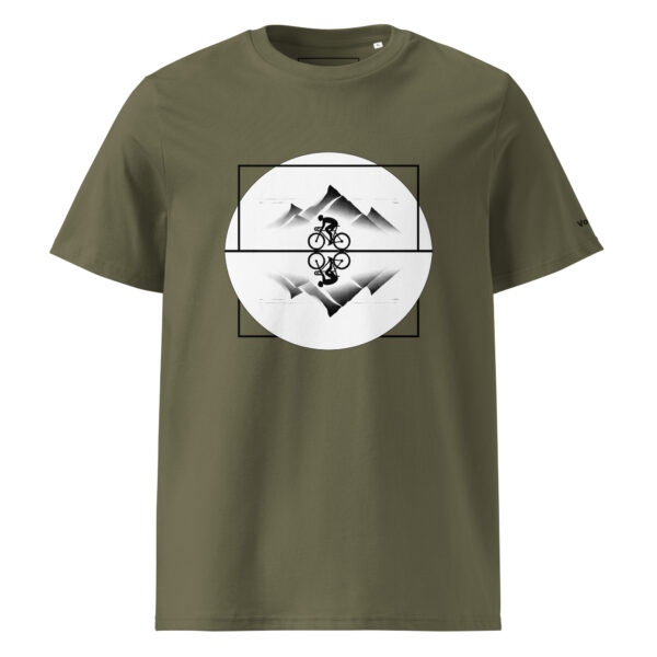 Vélo Musculaire - Vélo des cimes - « Au Sommet de ton Toit » - T-shirt unisexe en coton biologique couleurs claires – Image 9
