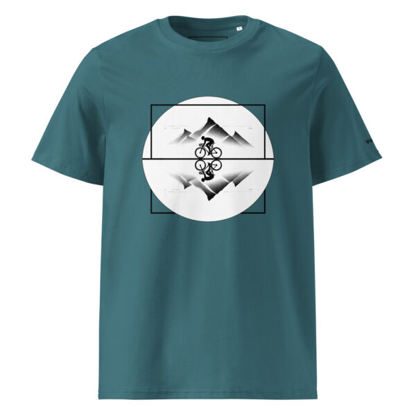 Vélo Musculaire - Vélo des cimes - « Au Sommet de ton Toit » - T-shirt unisexe en coton biologique couleurs claires – Image 5